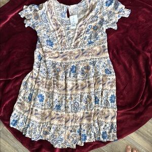 Bila Blue and Cream Paisley Midi Dress